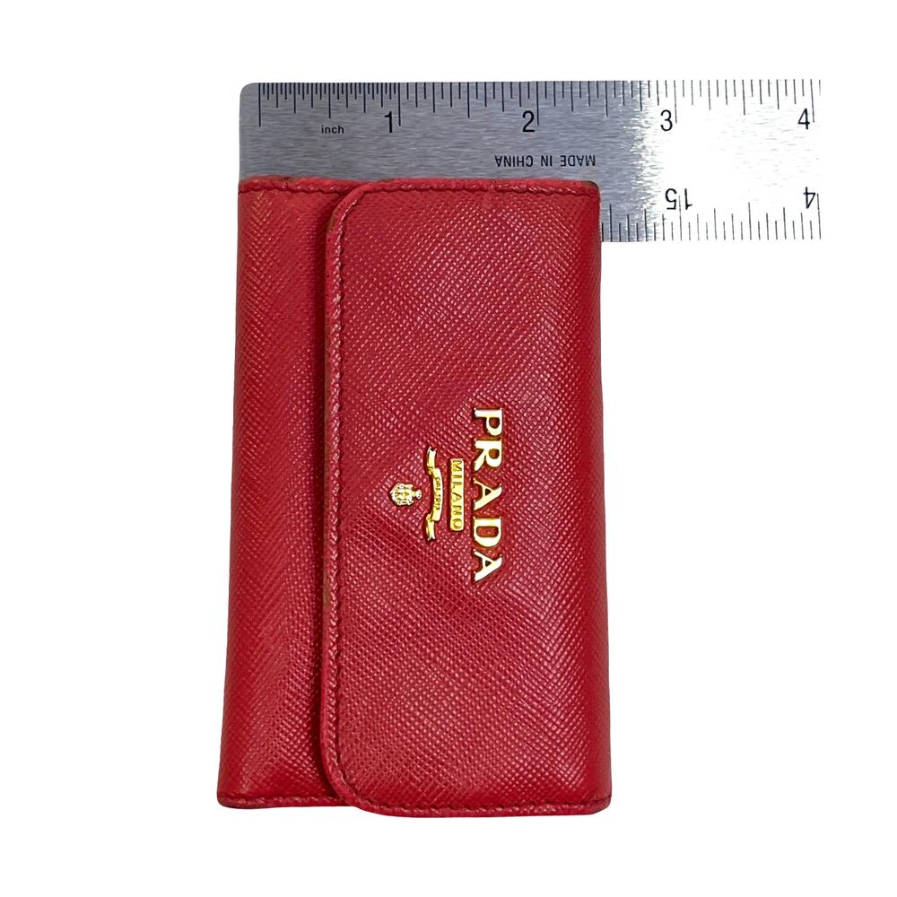 Prada Saffiano Leather 6 Key Holder Coral Pink Tamaris Gold Logo - Picture 15 of 15